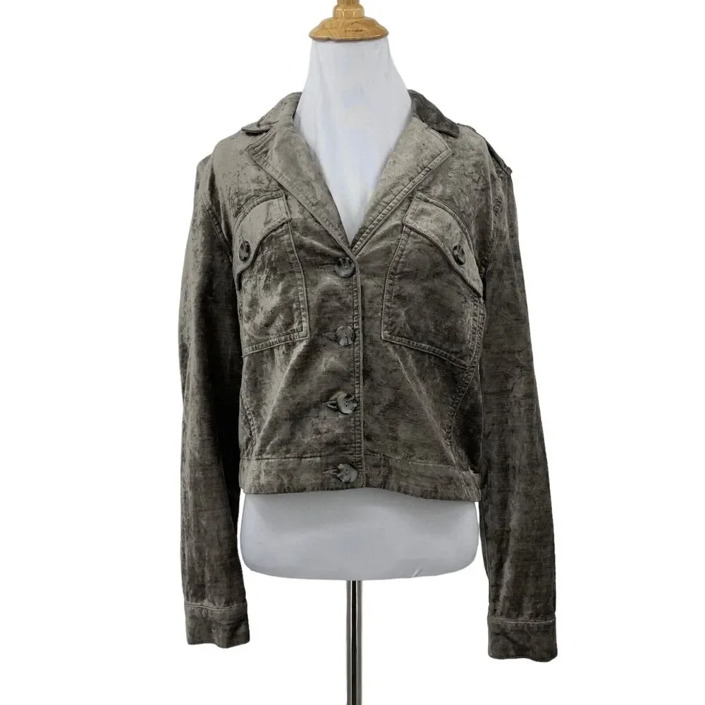 Cabi Jacket Womens S Small Metallic Ivy Sunday Topper Notch Velvet Button Pocket